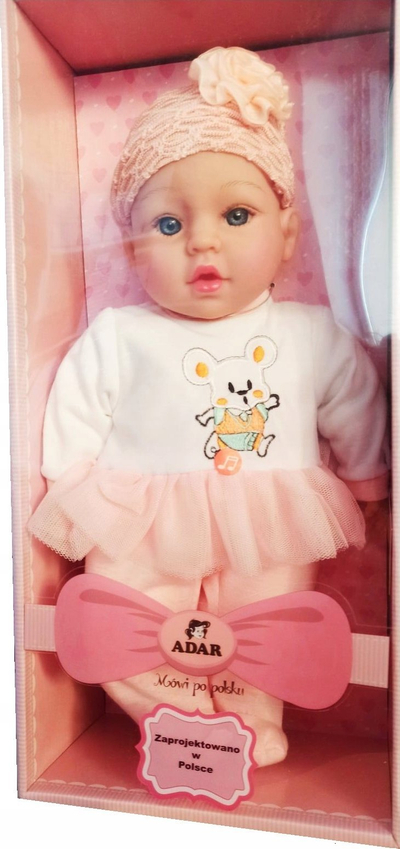 Kukull Baby Doll Adar 544406-560161, 40cm, me zë dhe këngë polonisht, me biberon