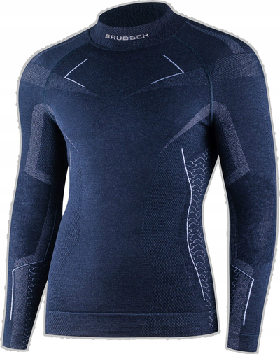 Termo të brendshme Brubeck Extreme Merino Wool, komplet për burra, për ski edhe trekking, ngjyrë navy