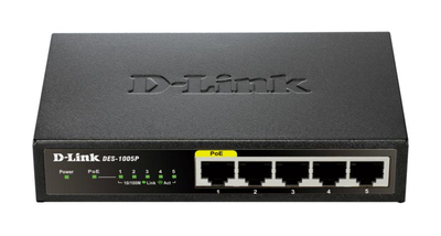 Switch rrjeti D-Link DES-1005P, 5 porta Fast Ethernet, PoE, i zi