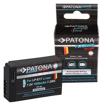 Bateri për aparat fotografik PATONA Platinum Canon LP-E17, 1000mAh, USB-C, e zezë