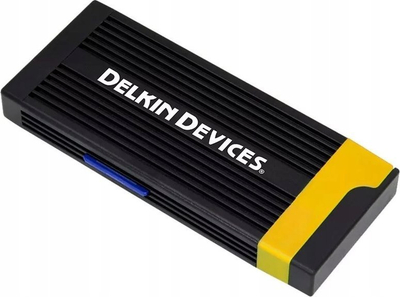Читач за картички Делкин USB 3.2 CFexpress Type A и SD UHS II, 10 Gb/s, црн