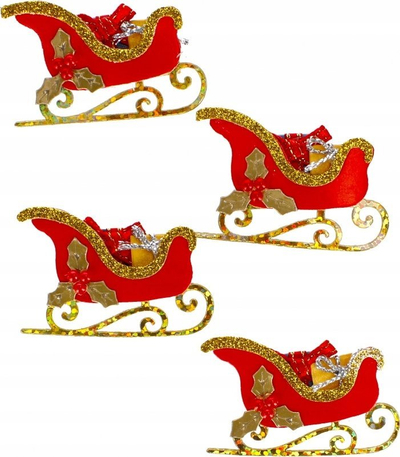 Stikera zbukuruese Craft with Fun Christmas Sleigh, 4 copa, shumëngjyrëshe