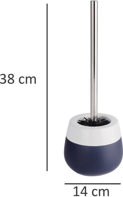 Set furçe tualeti Wenko Malta, qeramike, 38 cm, blu e errët me të bardhë