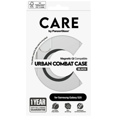 Kapak telefoni PanzerGlass CARE Urban Combat, për Samsung Galaxy S25, me magnet për QI, i tejdukshëm