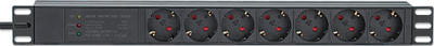 Panel prizash rack Intellinet 19" 1U, 7 dalje EU, mbrojtje nga mbingarkesa, i zi