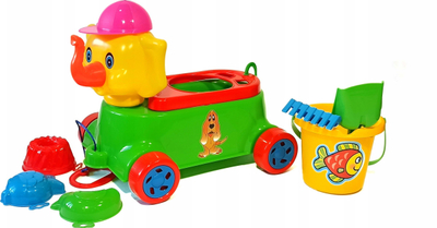 Lodër me tërheqje LAZUR Elefant, set për rërë, plastik, shumëngjyrësh