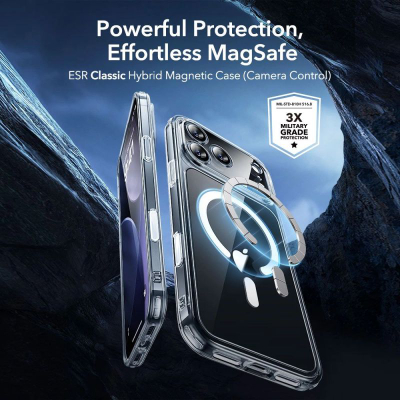 Kapak telefoni ESR Classic Hybrid Magnetic për iPhone 17 Pro Max, me magnet, transparent