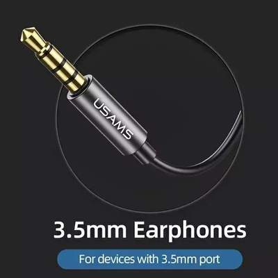 Kufje stereo USAMS EP-46, me mikrofon, me jack 3.5 mm, ngjyrë e zezë