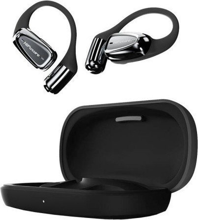 Kufje wireless HiFuture Mate2Pro, me kapëse rreth veshit, me këllëf karikues, të zeza