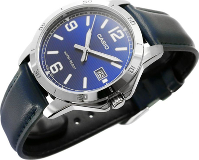 Ora dore Casio MTP-V004L-2B, analoge, rrip lëkure, blu