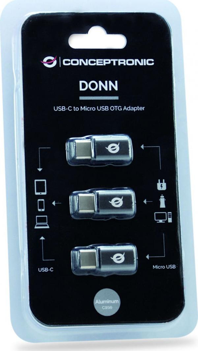 Adapter Conceptronic USB-C OTG-Micro USB, i hirtë