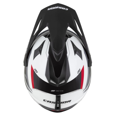 Helmetë moto CASSIDA Tour 2.0 X-tra, madhësia M, e bardhë e kuqe e zezë mat