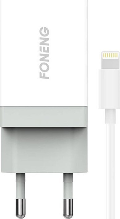 Karikues telefoni Foneng K210, 1x USB 2.1A, kabllo USB në Lightning, i bardhë