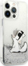 Kapak telefoni Karl Lagerfeld Liquid Glitter Choupette, për iPhone 13 Pro, silikon, argjendt transparent