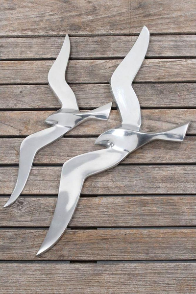 Skulpturë murale Americana Flying Seagull, alumin, 47 cm, argjendi