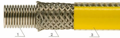Kabllo lidhëse për gaz Mora PVC braid F1 / 2-F1 / 2 L-1500 me dy vida kthyese