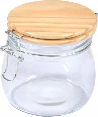 Kavanoz qelqi Homea, 0.45L, me kapak bambuje, mbyllje hermetike