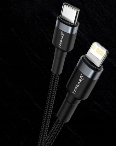Kabllo karikimi Feegar Evolution, USB C në Lightning, 1 m, 20W, e zezë