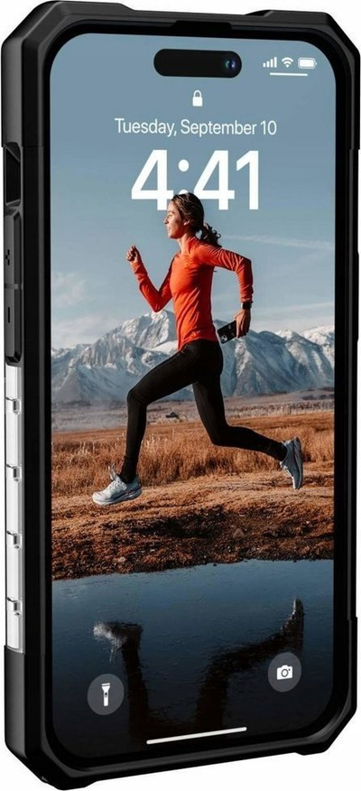 Mbulesë mbrojtëse UAG Plasma për iPhone 14 Pro, tri shtresa, kompatibile me karikim wireless, transparente ice