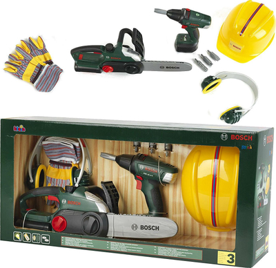 Set veglash loje Klein Bosch Mini 8577, motorsharrë dhe kaçavidë, për kalamaj 3+, shumëngjyrësh
