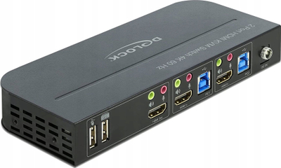 KVM прекинувач DeLOCK 11481, 2 порти HDMI, USB 3.0, црн