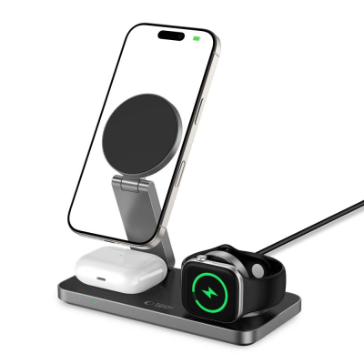 Бежичен полнач 3 во 1 Tech-Protect QI15W-A47, MagSafe, 15W, црн
