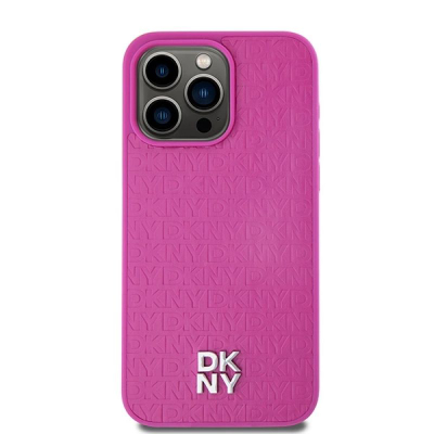 Mbulesë telefoni DKNY MagSafe Repeat Logo, për iPhone 15 Pro Max, PU leather, rozë
