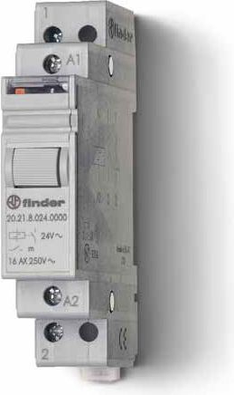 Импулсно реле Фајндер 20.21.9.024.4000, 1CO 16A, 24V DC, сиво