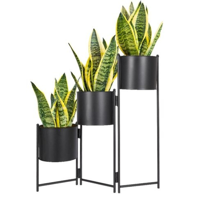 Stendë lulesh Vilde Flower Stand, 3 nivele, metal, e zezë mat