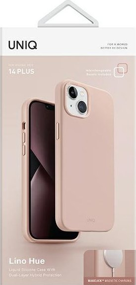 Mbulesë telefoni Uniq Lino Hue për iPhone 14 Plus 6.7", MagSafe, rozë