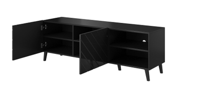 Komodë TV Bed Meble Abeto, 150x42x52cm, e zezë