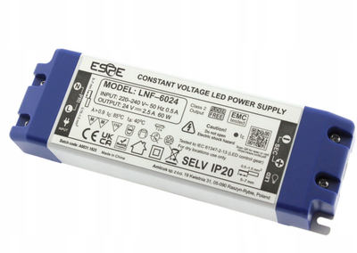 Furnizues energjie LED ESPE LNF-6024, 24V, 60W, gri