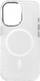 Kapotë telefoni MagSafe për iPhone 16, transparente me glitter, e bardhë
