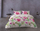 Komplet jorganësh Prestige Satin Bedding me lule, 220x200 cm, pambuk saten, e bardhë me rozë