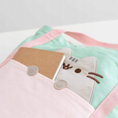 Çantë tote Pusheen Premium, pambuk canvas, 14x16x2", shumëngjyrëshe