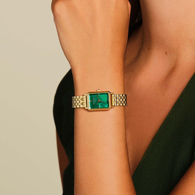 Orë dore për femra Rosefield The Octagon XS Emerald, e artë