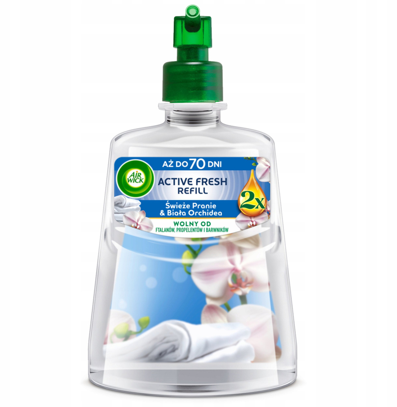Refill për freskues ajri Air Wick Active Fresh Linen & White Orchid, 228ml