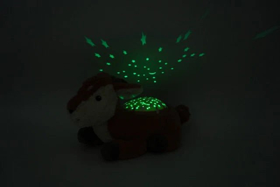 Ноќно светло проектор со ѕвезди Cloud B Twilight Buddies Fawn, 3 бои, авто исклучување, кафеава