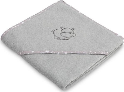 Kapuç banje për bebe Sensillo Bath Cape Hippo, 80x80cm, pambuk, gri