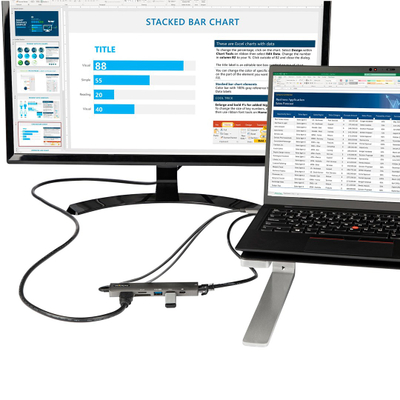 USB-C адаптер StarTech повеќепортен, HDMI 4K 60Hz, гигабитен интернет, сив