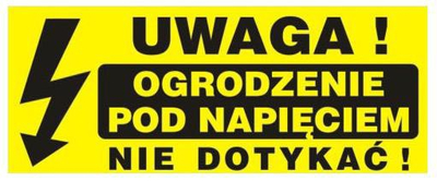 Tabelë paralajmëruese për gardh elektrik, 230x100mm, plastike, e verdhë