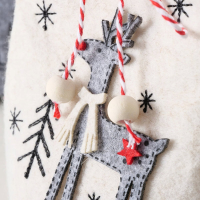Qese dhuratash Joy, material i fortë, 14.5 cm, gri edhe krem