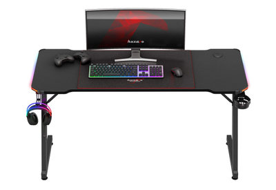Tavolinë gaming Huzaro Hero 3.3 RGB, 140x60 cm, me LED RGB, e zezë