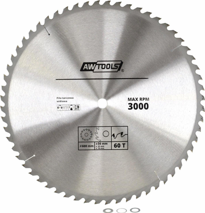 Диск кружна пила AWTools AW48495, 500mm, 60 заби, сребрена