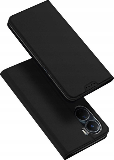 Këllëf telefoni Dux Ducis Skin Pro Vivo Y16 Y02s, lëkurë ekologjike, me kapak, i zi