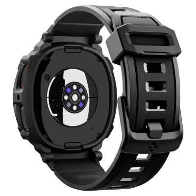 Mbrojtëse me rrip Spigen Rugged Armor Pro për Galaxy Watch, pamje e fortë, i mban goditjet, ngjyrë e zezë