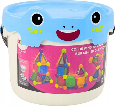 Set ndërtimi me magnet LEAN Toys, 112 pjesë, me drita, shumëngjyrësh