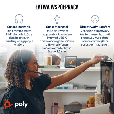 Kufje HP Poly Blackwire 3325 Stereo, USB C, Microsoft Teams Certified, të zeza