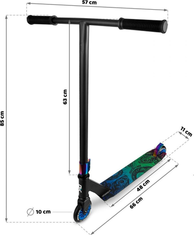 Trotinet stunt Soke EVO Street, rrota PU 88A, kushineta ABEC 9, i zi