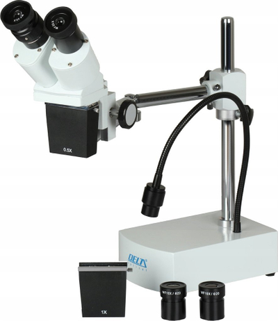 Mikroskop stereoskopik Delta Optical Discovery L, kokë binokulare, krah i rregullueshëm, i bardhë